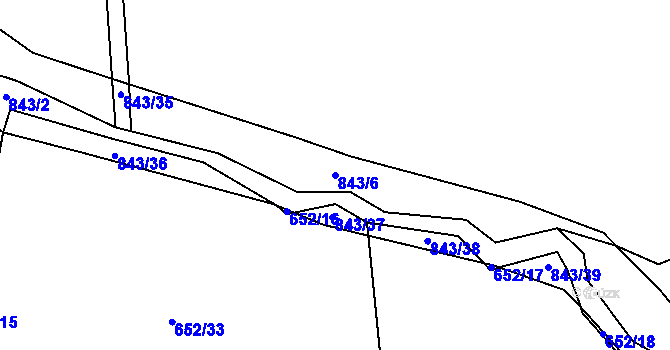 Parcela st. 843/6 v KÚ Láz, Katastrální mapa