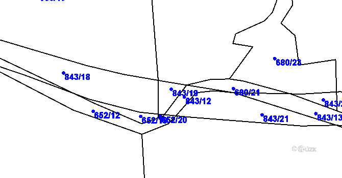 Parcela st. 843/19 v KÚ Láz, Katastrální mapa