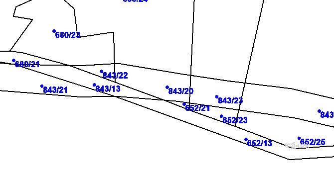 Parcela st. 843/20 v KÚ Láz, Katastrální mapa