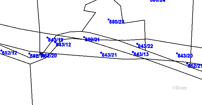 Parcela st. 843/21 v KÚ Láz, Katastrální mapa