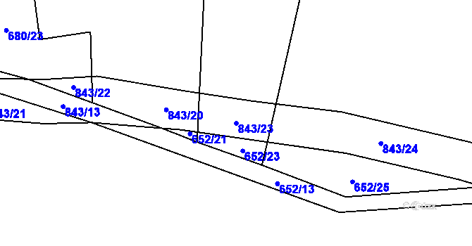 Parcela st. 843/23 v KÚ Láz, Katastrální mapa