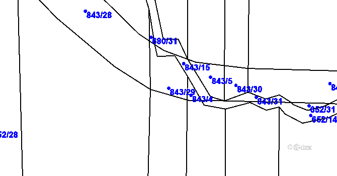 Parcela st. 843/29 v KÚ Láz, Katastrální mapa