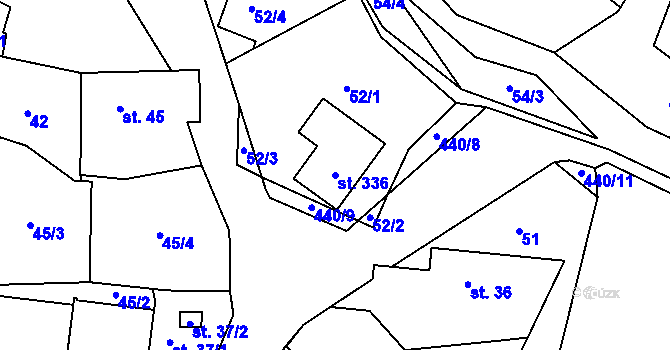 Parcela st. 336 v KÚ Láz, Katastrální mapa
