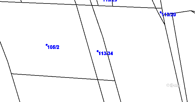 Parcela st. 113/34 v KÚ Láz, Katastrální mapa