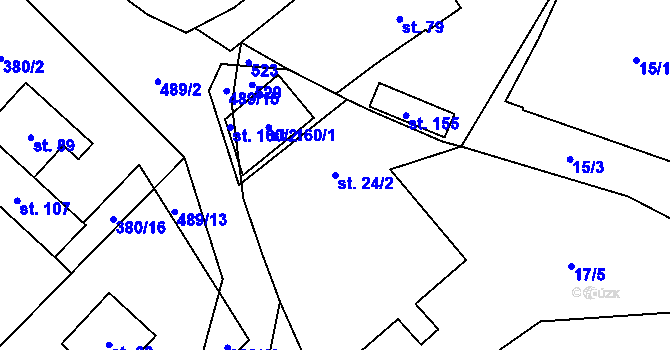 Parcela st. 24/2 v KÚ Lazinov, Katastrální mapa