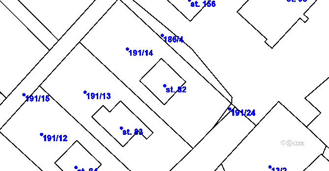Parcela st. 82 v KÚ Lazinov, Katastrální mapa