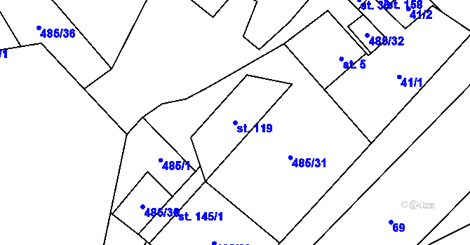 Parcela st. 119 v KÚ Lazinov, Katastrální mapa