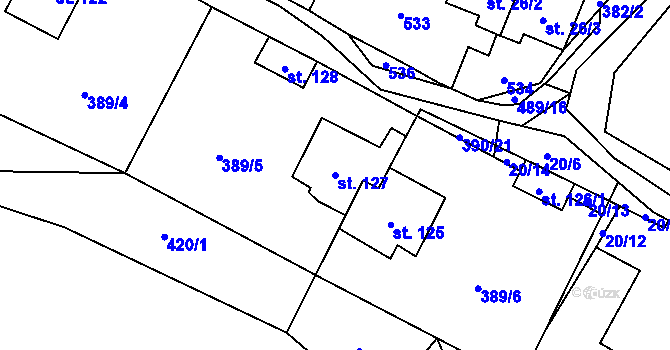 Parcela st. 127 v KÚ Lazinov, Katastrální mapa