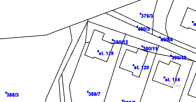 Parcela st. 129 v KÚ Lazinov, Katastrální mapa