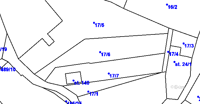 Parcela st. 17/6 v KÚ Lazinov, Katastrální mapa