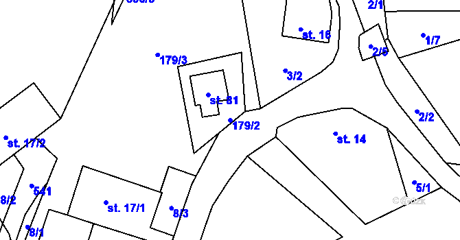 Parcela st. 179/2 v KÚ Lazinov, Katastrální mapa