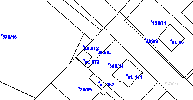 Parcela st. 380/13 v KÚ Lazinov, Katastrální mapa