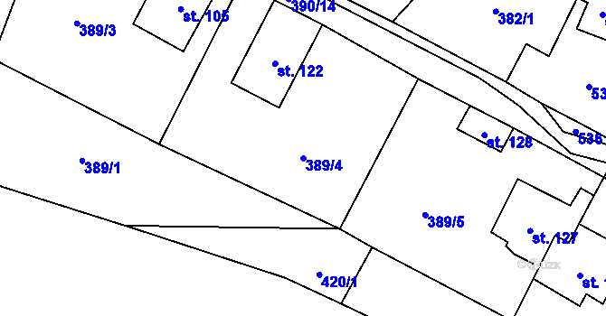 Parcela st. 389/4 v KÚ Lazinov, Katastrální mapa