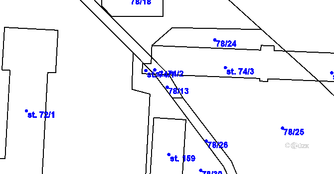 Parcela st. 78/13 v KÚ Lazinov, Katastrální mapa