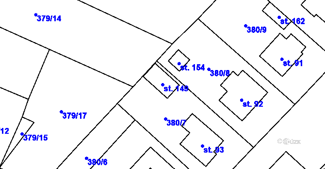 Parcela st. 149 v KÚ Lazinov, Katastrální mapa
