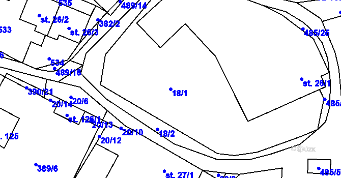 Parcela st. 18/1 v KÚ Lazinov, Katastrální mapa