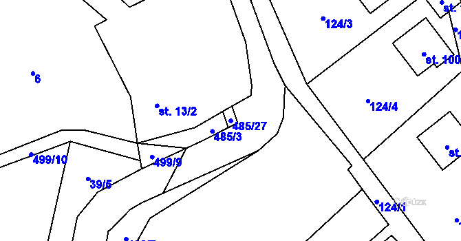Parcela st. 485/27 v KÚ Lazinov, Katastrální mapa