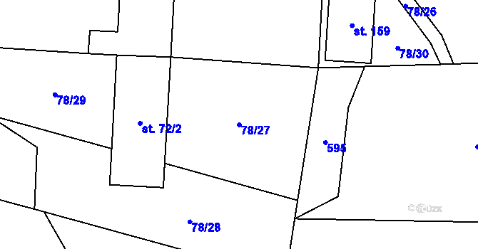 Parcela st. 78/27 v KÚ Lazinov, Katastrální mapa