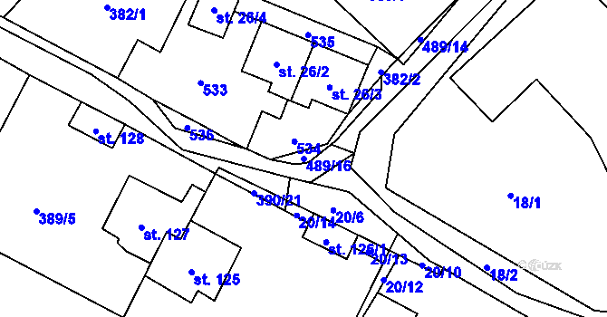 Parcela st. 489/16 v KÚ Lazinov, Katastrální mapa