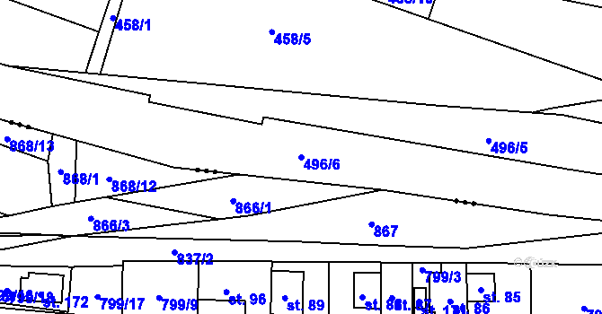 Parcela st. 496/6 v KÚ Lazinov, Katastrální mapa