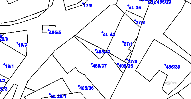 Parcela st. 485/42 v KÚ Lazinov, Katastrální mapa