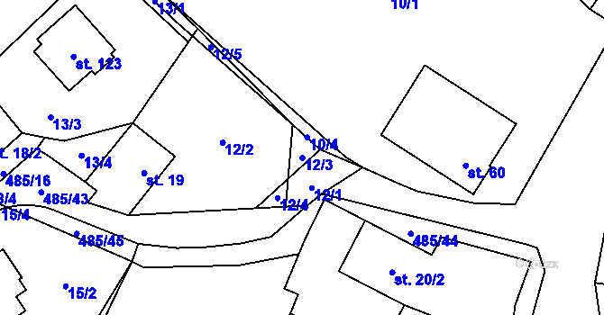 Parcela st. 12/3 v KÚ Lazinov, Katastrální mapa