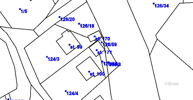 Parcela st. 171 v KÚ Lazinov, Katastrální mapa