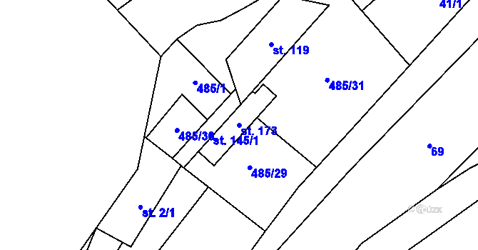 Parcela st. 173 v KÚ Lazinov, Katastrální mapa
