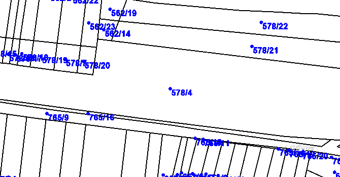 Parcela st. 578/4 v KÚ Brtev, Katastrální mapa