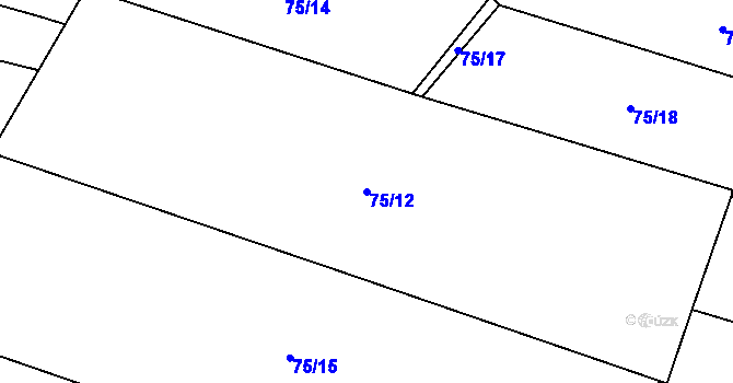 Parcela st. 75/12 v KÚ Brtev, Katastrální mapa