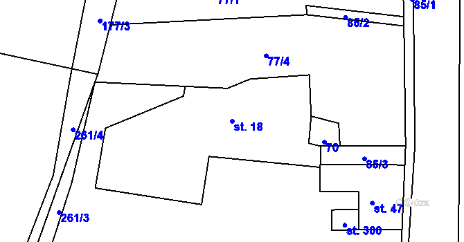 Parcela st. 18 v KÚ Dolní Nová Ves, Katastrální mapa