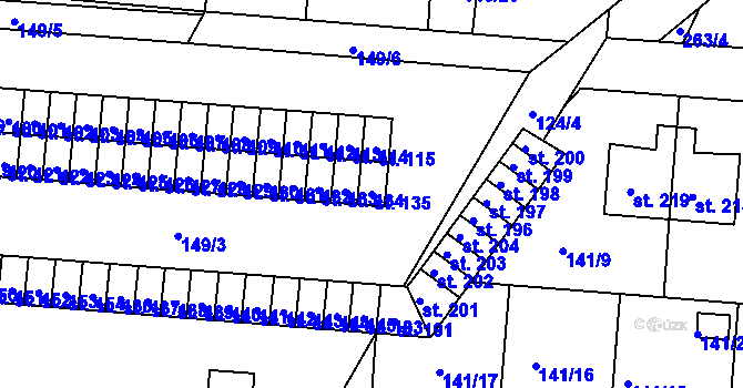 Parcela st. 135 v KÚ Dolní Nová Ves, Katastrální mapa