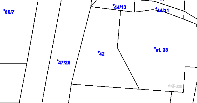 Parcela st. 42 v KÚ Dolní Nová Ves, Katastrální mapa