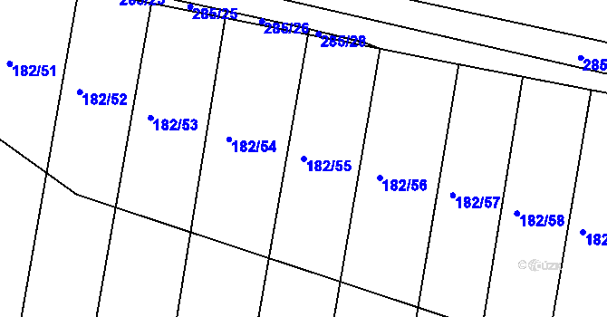 Parcela st. 182/55 v KÚ Dolní Nová Ves, Katastrální mapa