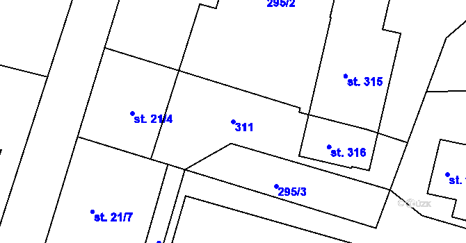 Parcela st. 311 v KÚ Dolní Nová Ves, Katastrální mapa