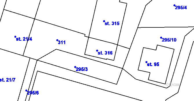 Parcela st. 316 v KÚ Dolní Nová Ves, Katastrální mapa