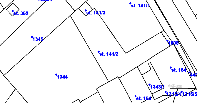 Parcela st. 141/2 v KÚ Horní Nová Ves, Katastrální mapa