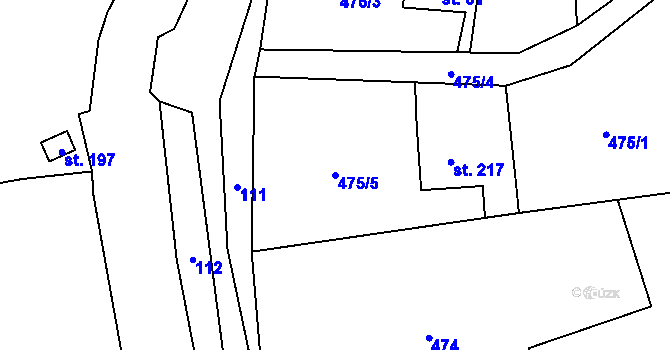 Parcela st. 475/5 v KÚ Horní Nová Ves, Katastrální mapa