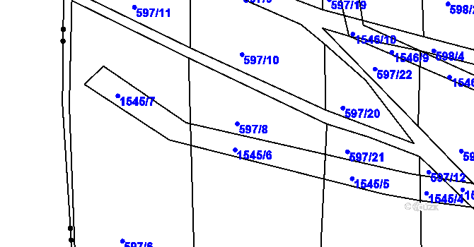 Parcela st. 597/8 v KÚ Horní Nová Ves, Katastrální mapa
