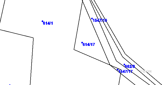 Parcela st. 614/17 v KÚ Horní Nová Ves, Katastrální mapa