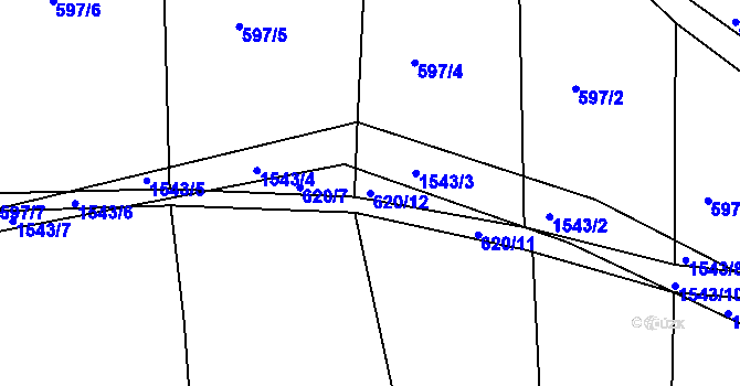 Parcela st. 620/12 v KÚ Horní Nová Ves, Katastrální mapa