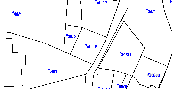 Parcela st. 16 v KÚ Hřídelec, Katastrální mapa