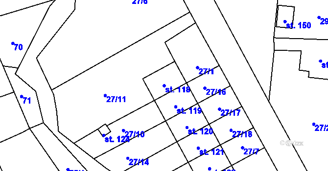 Parcela st. 118 v KÚ Lány u Lázní Bělohradu, Katastrální mapa