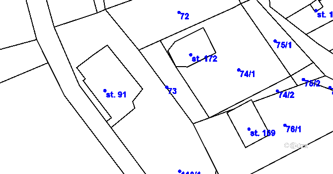 Parcela st. 73 v KÚ Lány u Lázní Bělohradu, Katastrální mapa