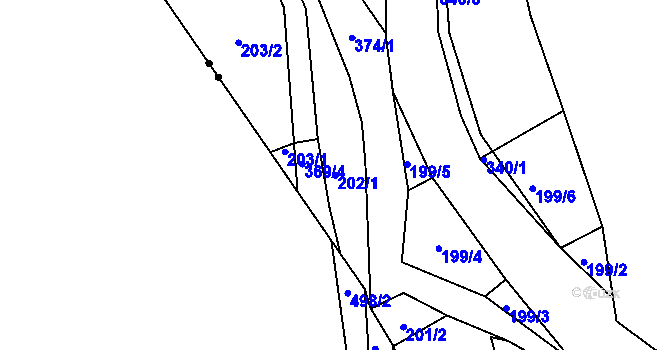 Parcela st. 202/1 v KÚ Lány u Lázní Bělohradu, Katastrální mapa