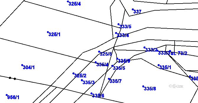 Parcela st. 325/5 v KÚ Lány u Lázní Bělohradu, Katastrální mapa