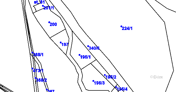 Parcela st. 340/6 v KÚ Lány u Lázní Bělohradu, Katastrální mapa