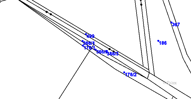 Parcela st. 366/2 v KÚ Lány u Lázní Bělohradu, Katastrální mapa