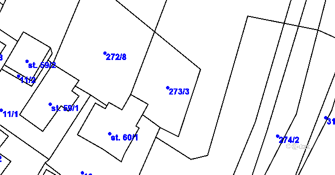 Parcela st. 273/3 v KÚ Lány u Lázní Bělohradu, Katastrální mapa