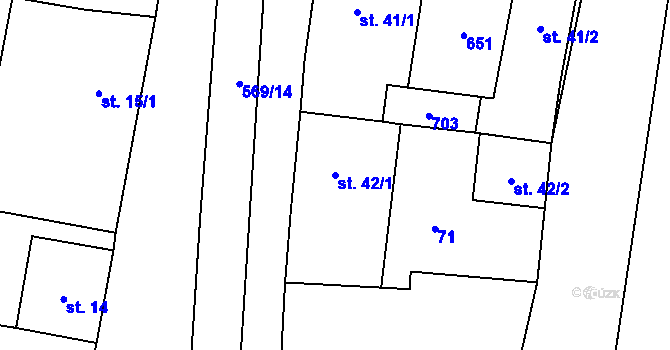 Parcela st. 42/1 v KÚ Lázně Bělohrad, Katastrální mapa